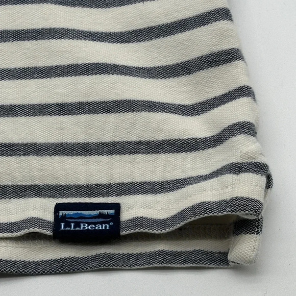 Men’s LL Bean Traditional Fit white blue Stripe Polo Medium - Picture 5 of 7